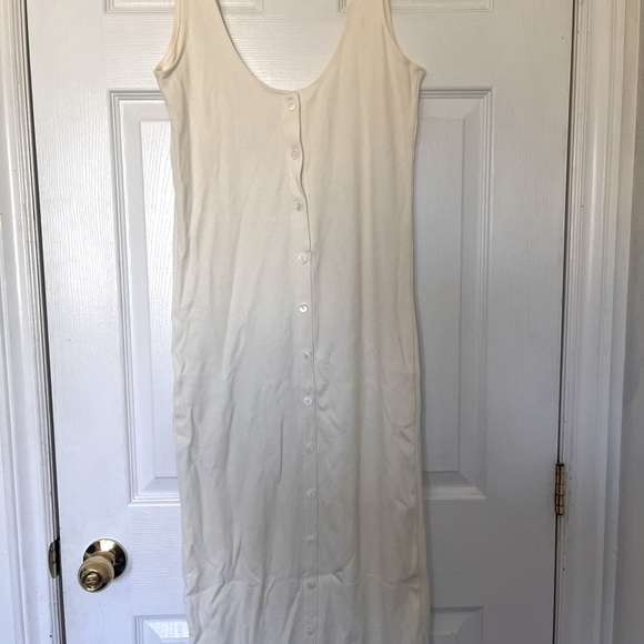 White Bodycon Button Ribbed Dress - Picture 1 of 6